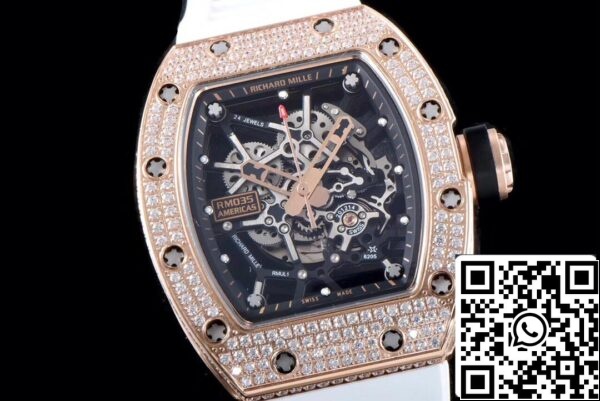 3 65 8a0f07df 6b03 4080 92f6 07347c72ec09 Richard Mille RM035 Americas 1:1 Best Edition KV Factory Rose Gold Diamond Case