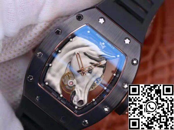 3 687 Richard Mille Polo Club Saint Tropez RM52-02 KV Factory 1:1 Best Edition Swiss ETA8215 quadrante argento con cavallo