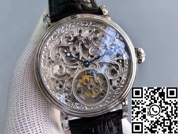 3 69 0e3bec03 573f 4869 b9d3 505968f668f9 Patek Philippe Tourbillon P83000 1:1 Best Edition Quadrante argentato Tourbillon svizzero