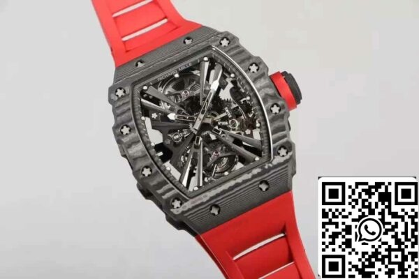 3 71 73a8f435 f736 4216 ac09 fc02f25d240b Richard Mille RM12-01 Tourbillon 1:1 Най-добро издание RM Factory Carbon Fiber Skeleton Dial