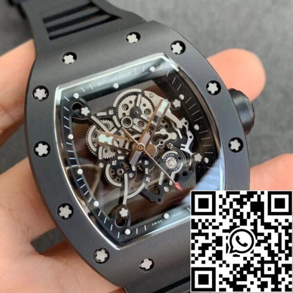 3 85 bb387b33 c805 44bb b969 02b0102fd6f3 Richard Mille RM055 1:1 Best Edition KV Factory V2 Black Ceramic Rubber Strap