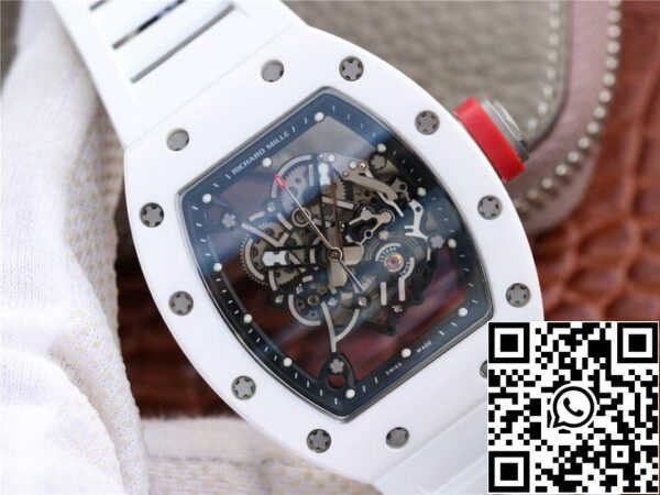 3 86 5e65e704 f8c1 4fa3 8d36 fb2e6c1c35a8 Richard Mille RM055 1:1 Best Edition KV Fabriek Keramisch Wit Rubberen Band