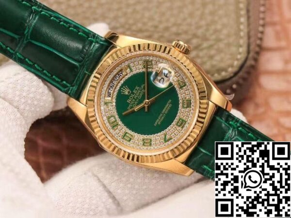 3 93 Rolex Day-Date 118138 1:1 Best Edition cadran vert avec diamants Suisse ETA2836