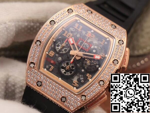 4 102 b55d31c0 55a0 4f8e a23d d79dc10c5f18 Richard Mille RM011 RG/5423 1:1 Best Edition KV Factory Rose Gold Diamond Swiss Movement