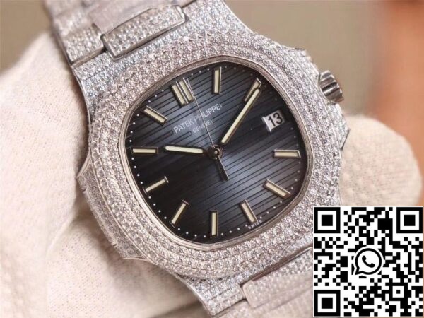 4 105 0d97ab89 1ace 4b24 87f2 725ea2f413a4 Patek Philippe Nautilus 5719-10G Silver Diamond 1:1 Best Edition R8 Factory Gradient Grey Dial Swiss Cal.324 S‌ C