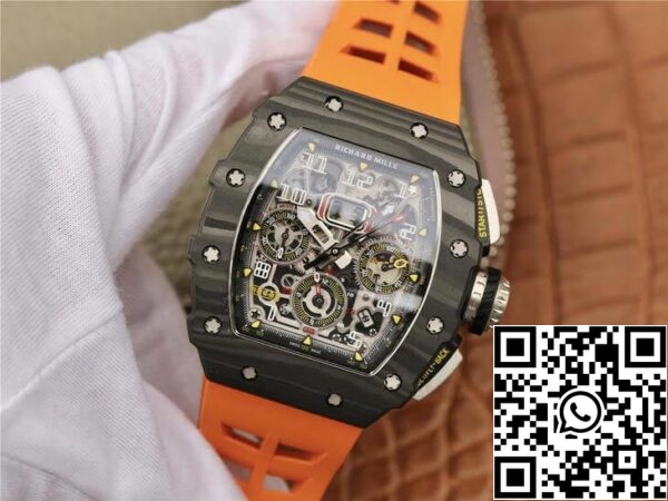 4 111 68fa1b1f e247 40b5 bcd4 78542ccd4fd9 Richard Mille RM11-03 1:1 Best Edition KV Factory szénszálas narancssárga szíj