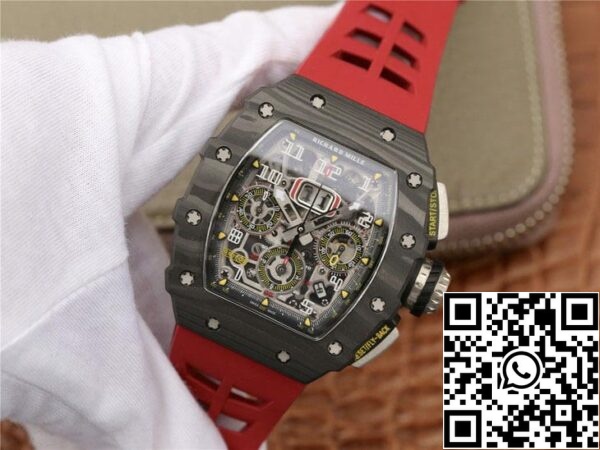 4 113 f1e57a03 5ec9 41fa 955e 89fd07794dad Richard Mille RM11-03 1:1 Best Edition KV Factory Carbon Fiber Red Strap