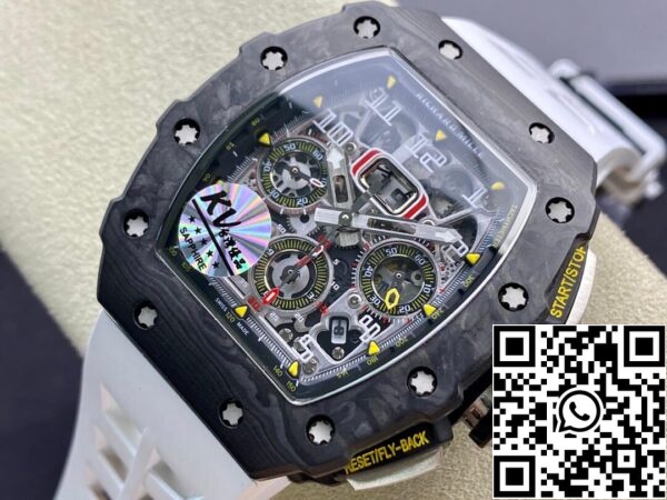 4 126 30a6e7b5 1096 4533 9c4d 796c194d459e Richard Mille RM011-03 1:1 Best Edition KV Factory Carbon Fiber White Strap