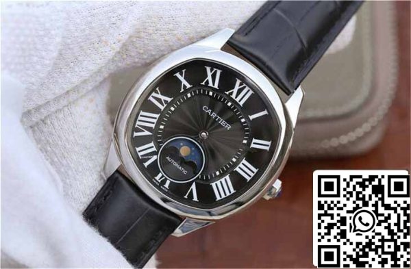 4 128 Drive De Cartier Moonphase WGNM0009 1:1 Best Edition rozsdamentes acélból készült fekete számlap