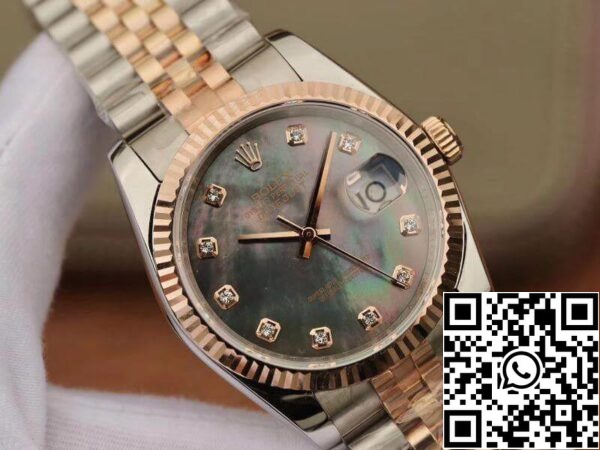 4 130 bc71f82a 982f 40bd a157 62308b6c1569 Rolex Datejust 36mm GM Fábrica 1:1 Mejor Edición Gris Dial Diamond Marcadores 18K Oro Envuelto suizo ETA3135