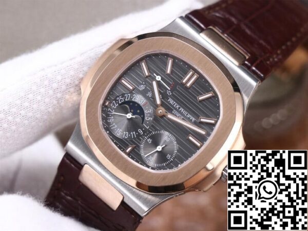 4 131 432d87b0 f184 4a5b 8ea6 bc76e6ca9192 Patek Philippe Nautilus 5712GR-001 1:1 Best Edition PF Factory Rose Gold Läderbälte