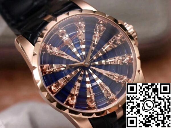 4 178 1eba66e6 60b7 41d6 8da8 049ca84d0ef7 Roger Dubuis Excalibur RDDBEX0684 1:1 Meilleure édition ZZ Factory Or rose Cadran bleu Suisse ETA9015