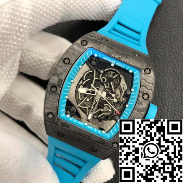 4 18 b846a708 2c14 4a79 8aa0 c4ef8addbdc0 Richard Mille RM055 1:1 Meilleure édition ZF Bracelet en caoutchouc bleu d'usine