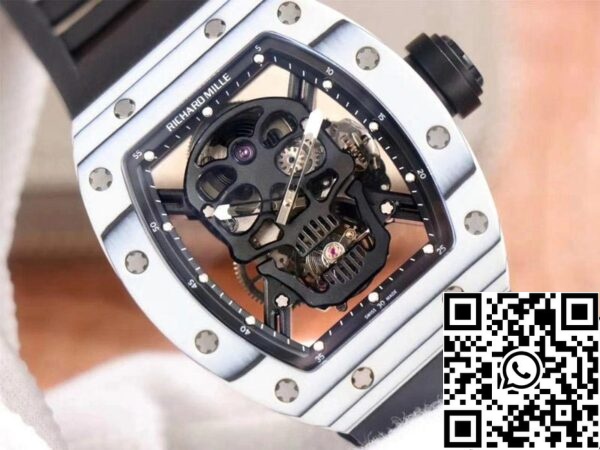 4 190 Richard Mille RM052-01 1:1 Mejor edición JB Factory Tourbillon suizo de cerámica blanca