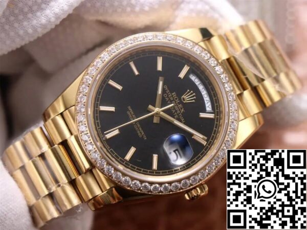 4 1 6ed044de 62a6 47b6 8f22 44f7fd8a6847 Rolex Day Date 40MM 1:1 Best Edition EW Fabrieks Geelgoud Zwarte Wijzerplaat