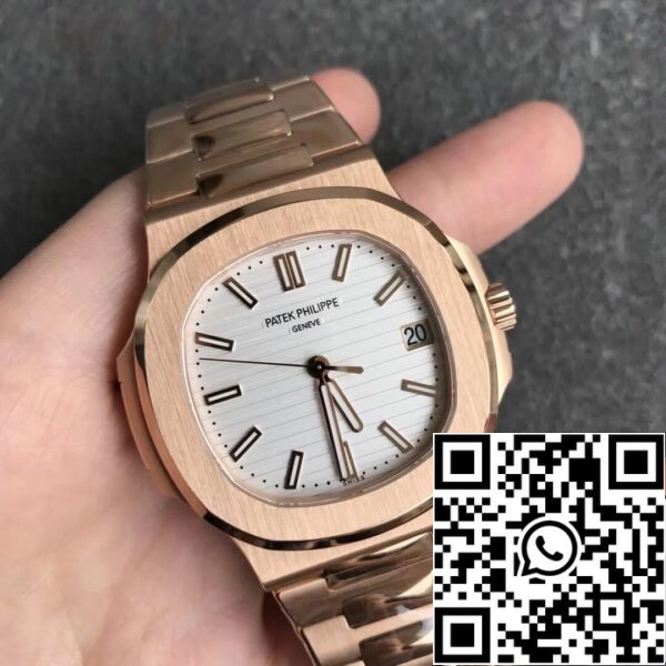 4 220 Patek Philippe Nautilus 5711/1R-001 1:1 Mejor Edición PPF Factory V4 Oro Rosa Esfera Blanca Suizo ETA324