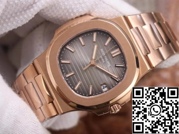 4 222 Patek Philippe Nautilus 5711/1R-001 1:1 Mejor Edición PPF Factory V4 Oro Rosa Esfera Marrón Suizo ETA324