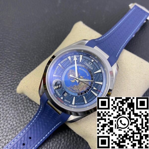 4 224 Omega Seamaster Aqua Terra GMT Worldtimer 220.12.43.22.03.001 1:1 Best Edition VS Factory Quadrante blu