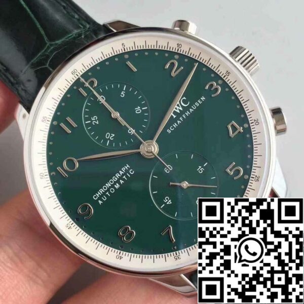 4 247 IWC Portoghese YL Factory 1:1 Best Edition Swiss ETA69355 Quadrante verde con indici d'argento