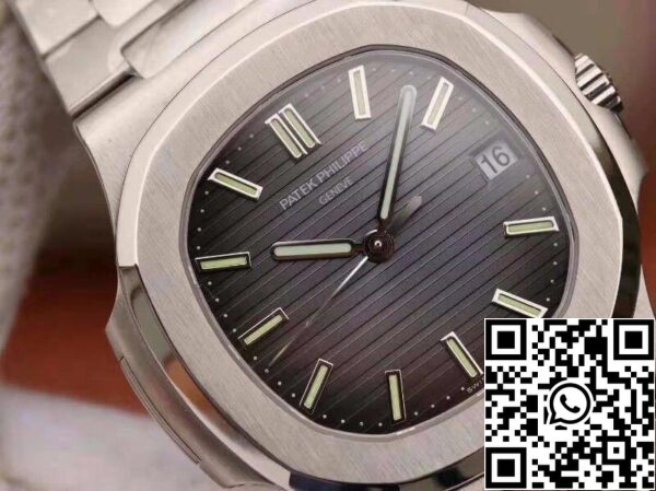 4 324 Patek Philippe Nautilus Jumbo 5711 PF Factory 1:1 Best Edition Swiss ETA324 Mostrador com textura cinzenta