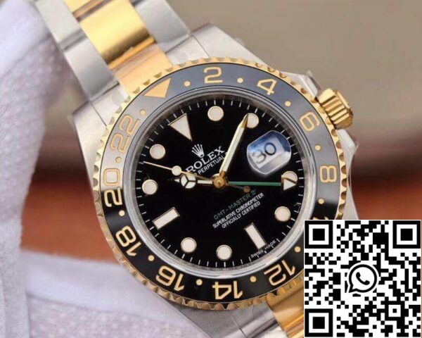 4 33 affff1e9 abed 4e96 bab4 9d70b1ebda93 Rolex GMT Master II 116713 LN 40mm EW Factory 1:1 Best Edition Swiss ETA2836 Pulseira de dois tons em aço inoxidável