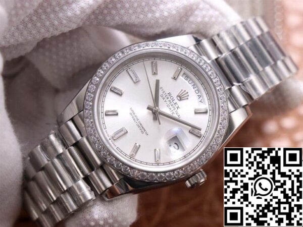 4 38 e32959df b428 4f6d 9b62 a3c28259840c Rolex Day Date M228349RBR-0001 1:1 Best Edition EW Factory Quadrante Argento