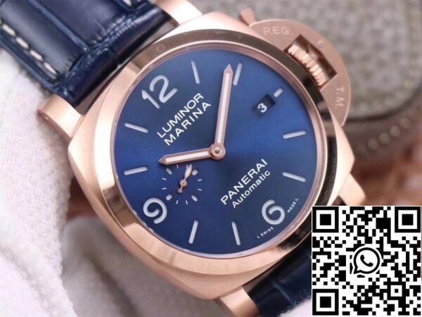 4 39 e2ade5e7 35e7 45d8 aa2c 08c077ca6111 Panerai Luminor Marina Goldtech PAM01112 1:1 Best Edition VS Factory Blue Dial Sveitsin P9010