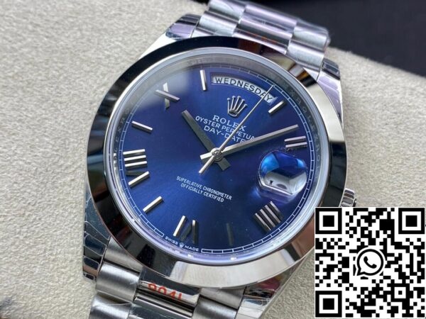 4 45 Rolex Day Date M228206-0015 1:1 Paras painos EW Factory Blue Dial Musta Dial