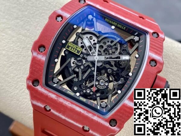 4 46 0cdb433b a683 4053 b7e7 a23d7e5fac7d Richard Mille RM35-02 1:1 Best Edition T+ Factory Carbon Fiber Red Rubber Strap