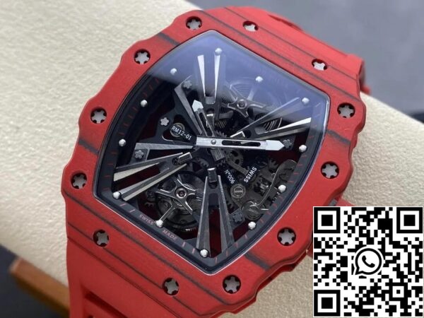 4 50 746738c2 6441 4e5c 8ffe 492cf6bde8cc Richard Mille RM12-01 Tourbillon 1:1 Mejor Edición RM Factory Correa de caucho rojo