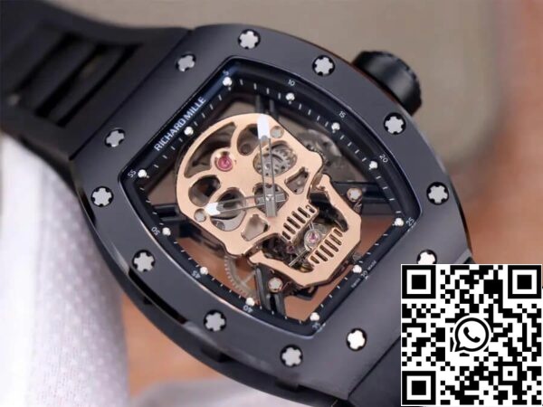 4 5 21543237 e049 4189 b148 3012fbb6e4a3 Richard Mille RM52-01 Tourbillon 1:1 Best Edition JB Fabrieksroze Gouden Schedel Wijzerplaat