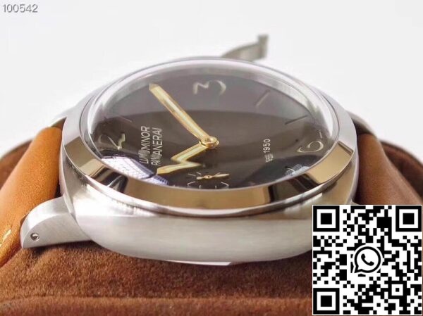 4 610 Panerai Luminor 1950 PAM127 ZF Factory 1:1 Best Edition Swiss ETA A6497 Brązowy pasek z miękkiej, brązowej skóry