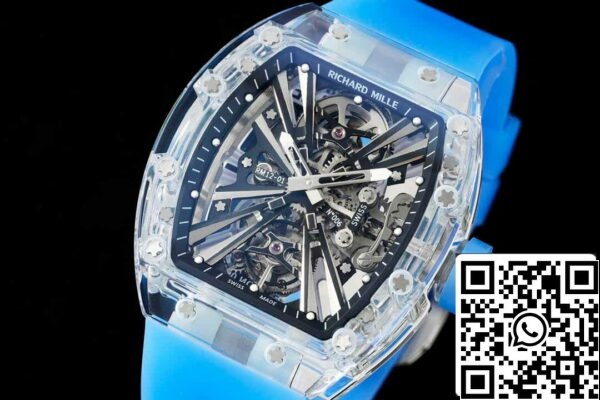 4 61 a7072545 084f 463e 9708 55eda88dda35 Richard Mille RM12-01 1:1 Mejor Edición RM Factory Tourbillon Versión Transparente Correa Azul