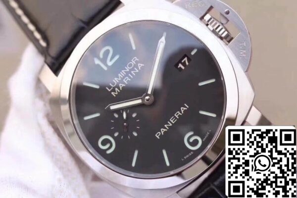 4 624 Panerai Luminor Marina 1950 PAM312 VS Factory 1:1 Best Edition Swiss ETA P9000 Black Dial Black Leather Strap