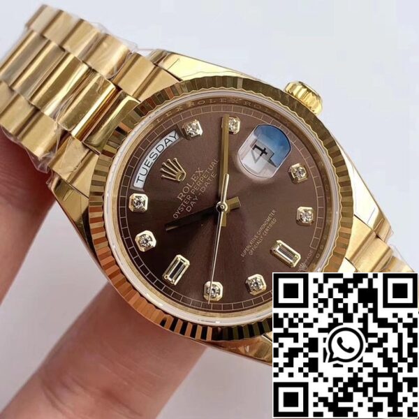 4 63 Rolex Day Date M128238-0022 1:1 Best Edition EW Gyári barna számlap svájci ETA3255