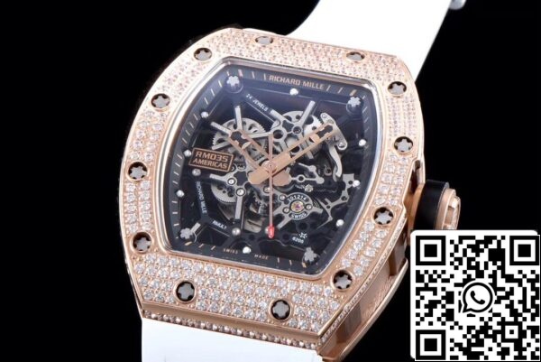 4 63 9f32d970 a58d 43b1 86a9 26a998df7fb3 Richard Mille RM035 Americas 1:1 Best Edition KV Factory Caixa em ouro rosa com diamantes