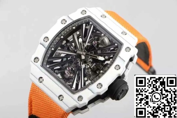 4 64 64a2b87a 4d74 416b 8fc9 46fdef788d63 Richard Mille RM12-01 Tourbillon 1:1 Best Edition RM Factory Koperta z włókna węglowego Pomarańczowy pasek