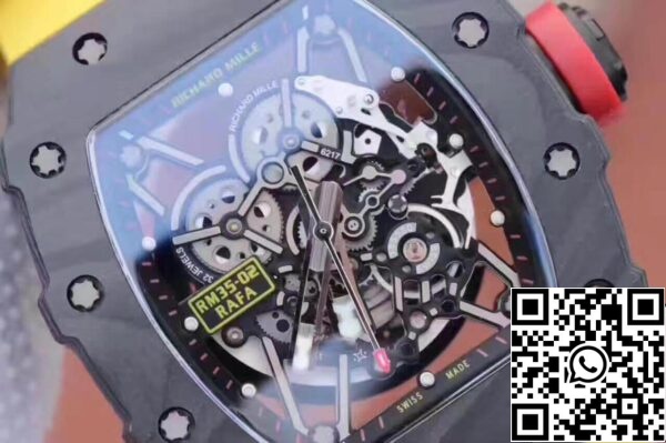 4 676 Richard Mille RM35-02 KV Factory 1:1 Best Edition Swiss ETA8215 Cinturino in gomma gialla