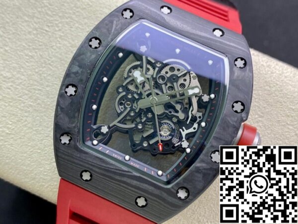 4 67 13799d45 990f 4f58 92c5 80a80d502225 Richard Mille RM055 1:1 Best Edition KV Factory V2 Carbon Fiber Red Strap piros szíj