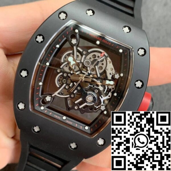 4 70 98fb1c6a 0c23 4683 8990 a20598b5dac6 Richard Mille RM055 1:1 Best Edition KV Factory V2 Keraaminen musta hihna