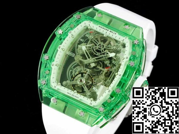 4 76 0bda916f de1a 4ffd b09f f1fdd62840ea Richard Mille RM 56-01 Tourbillon 1:1 Best Edition RM Fabrieks Groen Transparante Kast