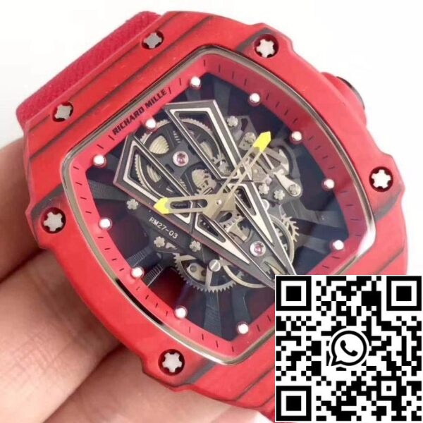 4 787 Richard Mille RM27-03 KV Factory 1:1 Best Edition svájci ETA9015 Red Forged Carbon (vörös kovácsolt szénszál)