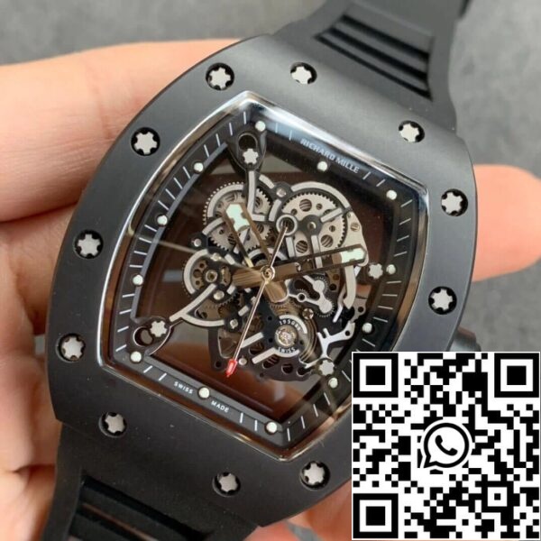 4 78 b64599bc ec6d 4e66 856b 42a4276493a1 Richard Mille RM055 1:1 Best Edition KV Factory V2 Schwarzes Keramik-Kautschukband