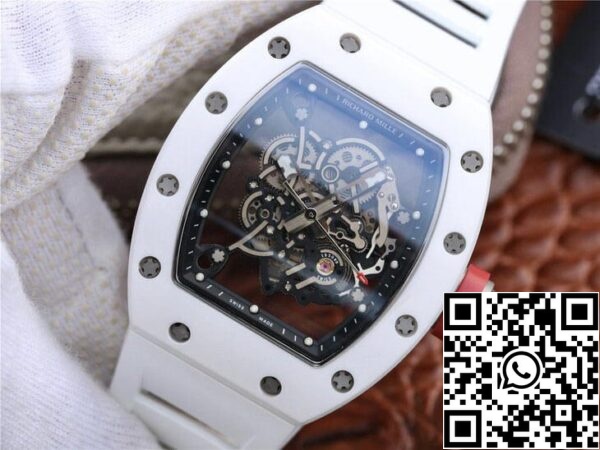 4 79 71c2d245 b38b 4ebd b1cb 09a7c243a748 Richard Mille RM055 1:1 Best Edition KV Factory Ceramic White Rubber Strap