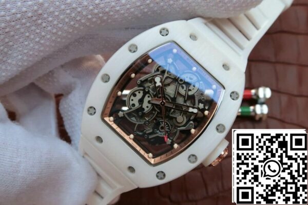 4 80 0af48522 5fb1 48c3 9384 1127f2c37a52 Richard Mille RM055 1:1 Best Edition KV Factory White Ceramic Rubber Strap