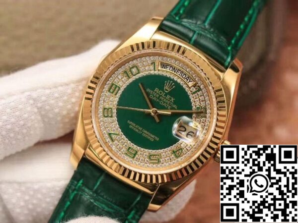 4 93 Rolex Day-Date 118138 1:1 Best Edition cadran verde cu diamante Swiss ETA2836