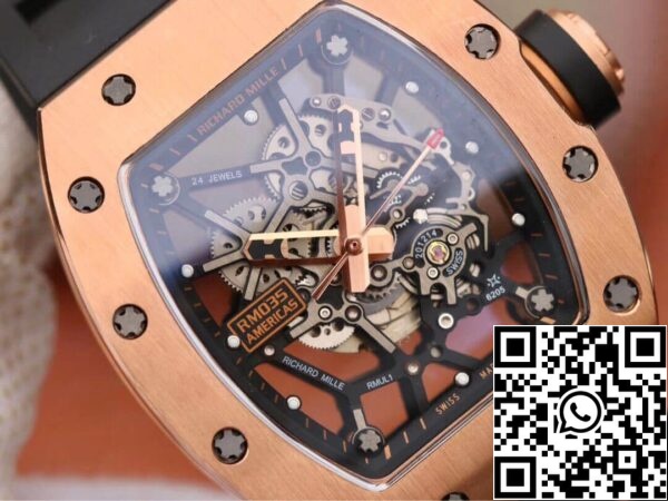 5 105 27ad1c89 80d7 4c60 8176 7d282e75f375 Richard Mille RM035 Americas KV Factory 1:1 Best Edition rózsaarany fekete szíj