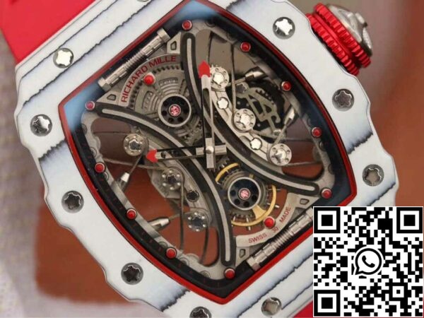 5 109 f8c13adf 4318 4dfa b136 220ac128ab9d Richard Mille RM53-01 1:1 Best Edition KV Factory TPT Carbon Fiber Red Strap