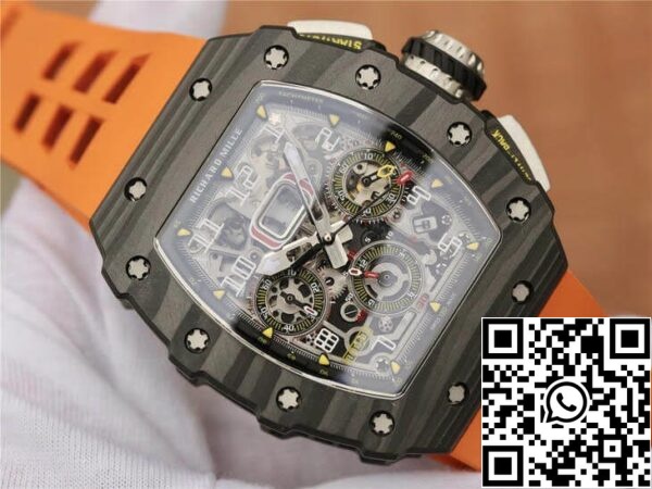 5 112 8f6631fe ba1e 4ec1 bda3 132a7ebef55c Richard Mille RM11-03 1:1 Best Edition KV Factory Carbon Fiber Orange Strap