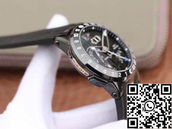 5 136 4fd6578f 6881 45d7 96f1 a9866d6698b3 Ulysse Nardin El Toro 322-00-3 Stainless Steel Case All Working GMT Calendar Men Watches 1:1 Best Edition Swiss UN-32 Movement Black line pattern dial